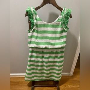 Lilly Pulitzer Danna Awning Stripe Dress Green and White Size Medium